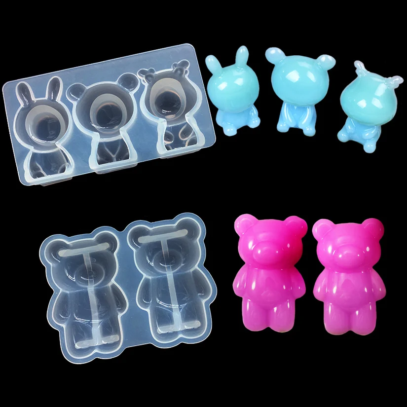 3D Bär Einhorn Horn Weihnachts-Hirsch Baum Katze Liebesherz Löwe Wolf Ente Silikon Zuckerform Fondant Kuchendekorationswerkzeuge – Detail 31
