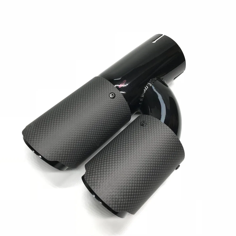 2PCS 유니버셜 H 스타일 듀얼 무광 카본 파이버 배기 팁 리어 머플러 배기 파이프 배기 팁 (BMW, 벤츠, 아크용)