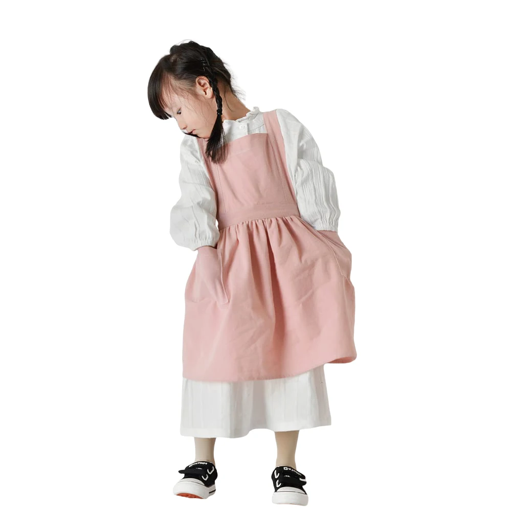 Japanese-style Apron Parent-child Baby Children's Art Painting Pure Cotton and Linen Kitchen Korean Work Clothes Simple