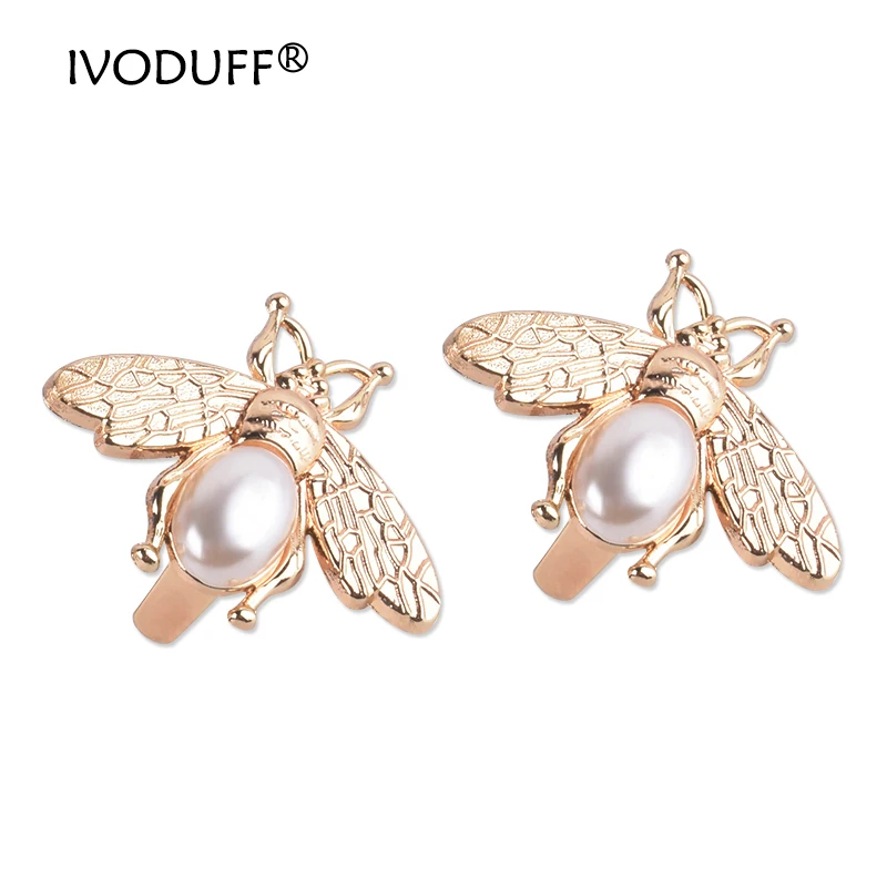 2x Light Gold Metal Bee For Purse Decoration, Bee With Rhinestone For Sale