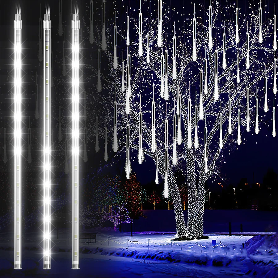 

LED Meteor Shower Garden Lights Waterproof Falling Raindrop Fairy String Lights for Christmas Holiday Party Patio Decor 30/50CM