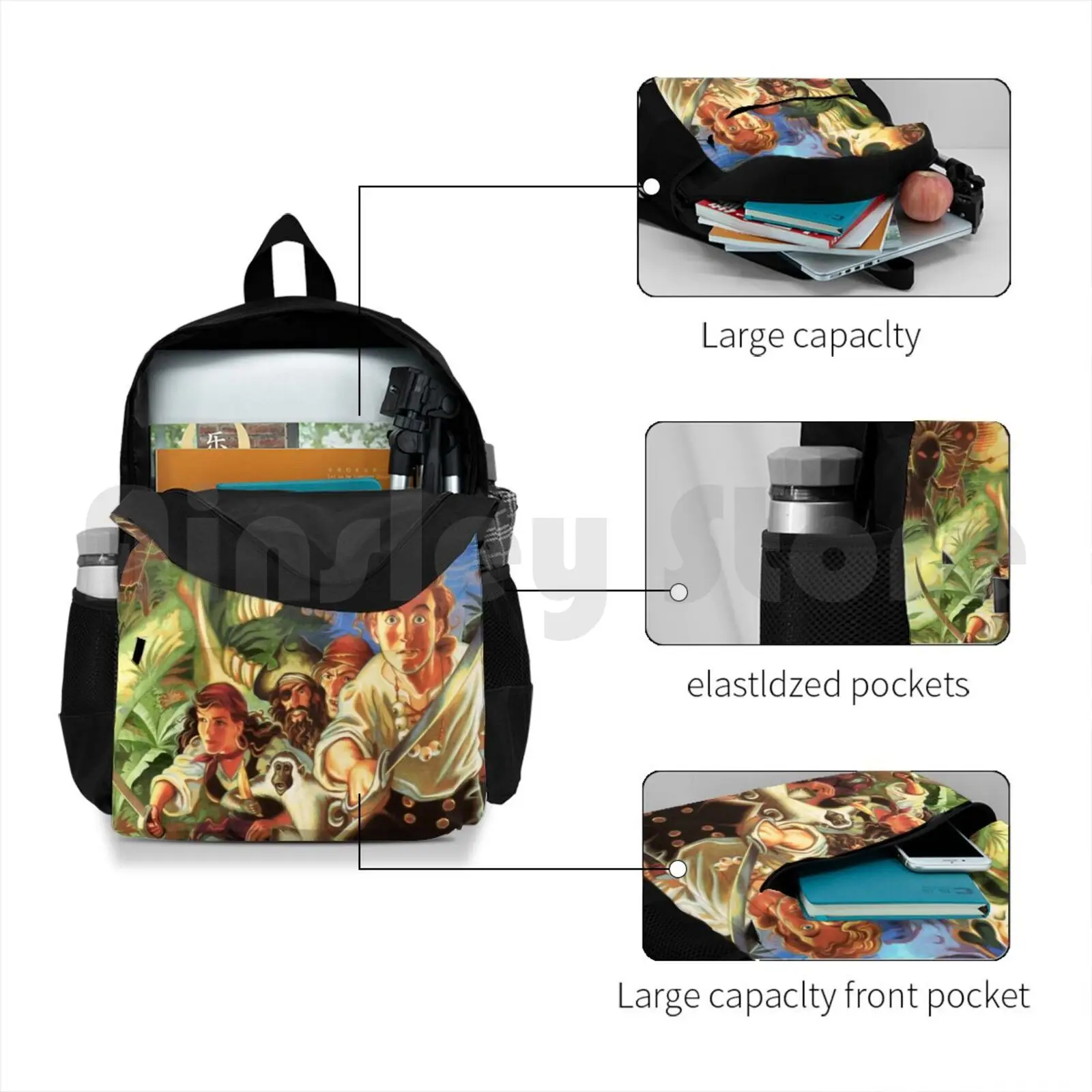 The Secret Of Monkey Island 1 (hoher Kontrast) Outdoor-Wanderrucksack Reiten Klettern Sporttasche Monkey Island Secret Of
