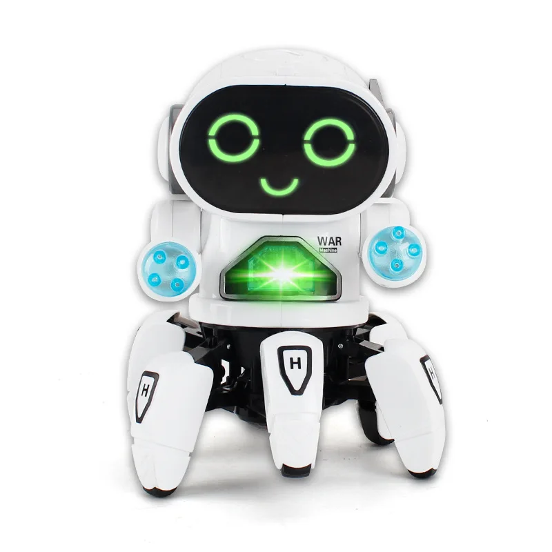 Electric Kids Toy Six-jaw Walking Robot Model Swingable Arms Colorful Lights Projection Dynamic Music Dancing Robot Boy Toy
