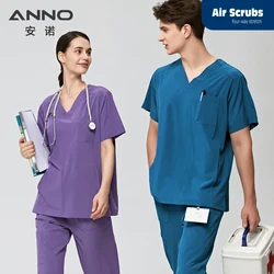 ANNO-Conjunto de uniformes médicos de LICRA para enfermería, traje quirúrgico de tela elástica de calidad, ropa Dental Unisex, trabajo hospitalario