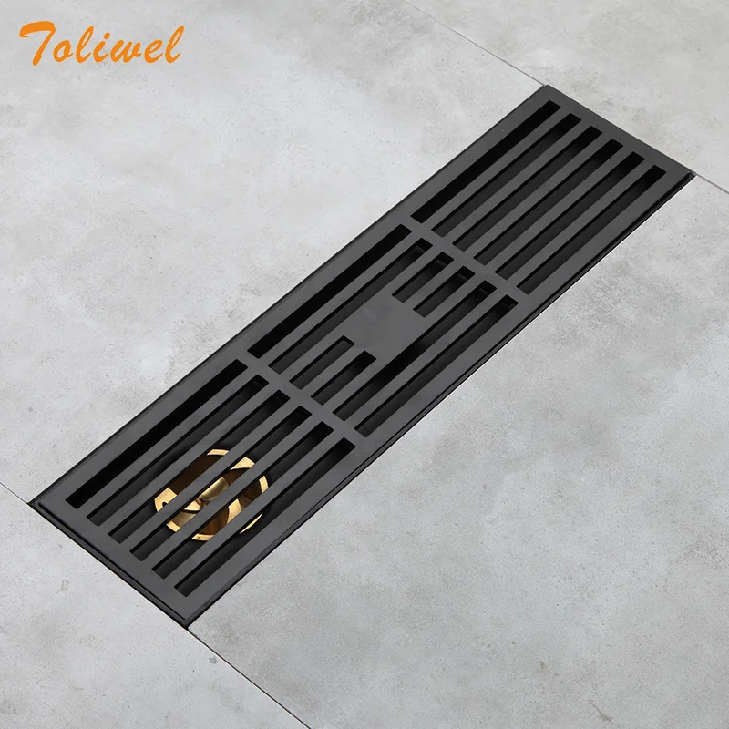 Bathroom Grille Shower Drain Floor Drain Trap Waste Grate Grid Strainer Black