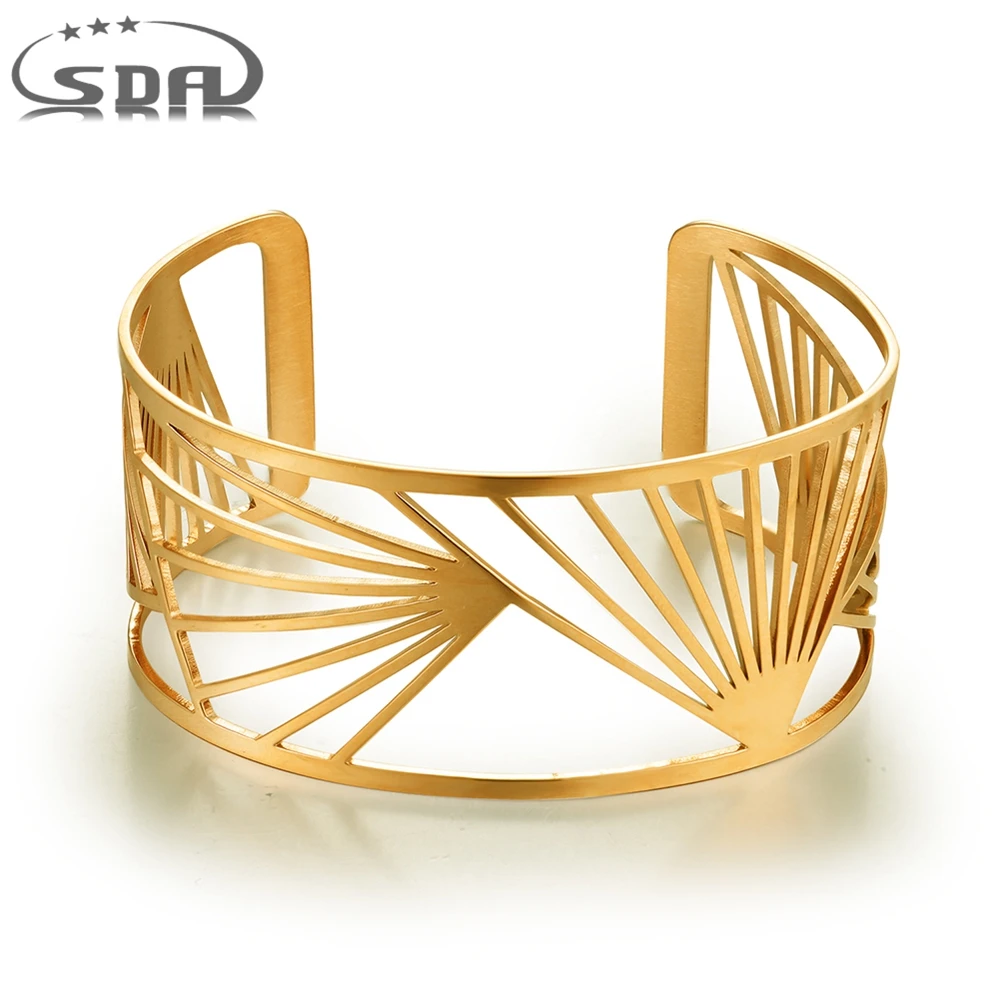 SDA New Arrival Adjustable Size Fashion Bangles for Women Colorful Geometric Building Stainless Steel