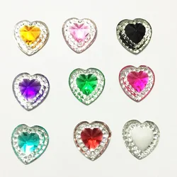 Shiny 80Pcs Resin 12mm Glitter Heart Flatback Rhinestone for Clothing Accessories DIY Jewelry Scrapbook Crafts OC30A