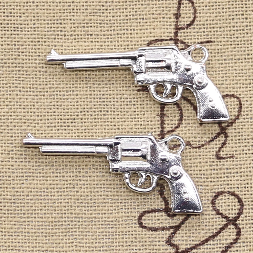 10pcs Charms Machine Gun Assault Rifle 35x15mm Antique Bronze Silver Color Pendants DIY Making Finding Handmade Tibetan Jewelry