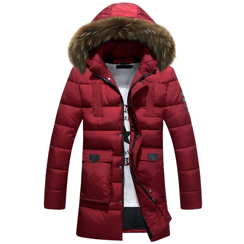 Winter Jassen Jas Mannen Parka Dikke Lange Hoeden Mode Toevallige Hombre Solid Warm Winddicht Bontkraag 5XL 4XL