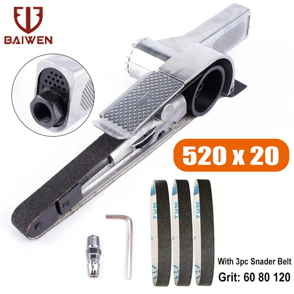New Pneumatic Sanders Tools Belt air Machine 520*20mm Air Belt Sander for Air Compressor Sanding with 3 Belts air tool