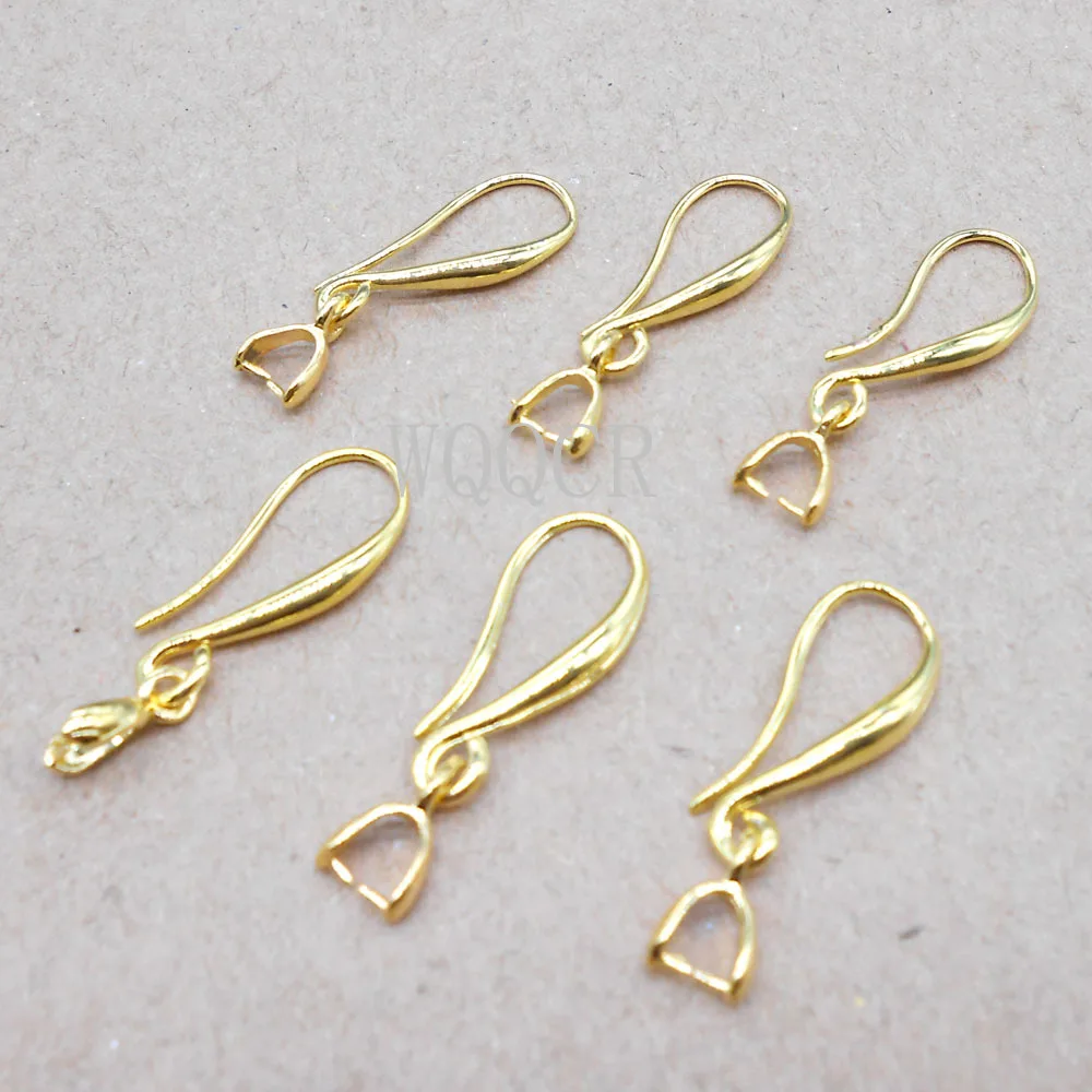 10PCS Hook-shaped 18K Gold Smooth Surface Ear Hook + Clip DIY Jewelry Accessories for Women's Earring Jewelry Making