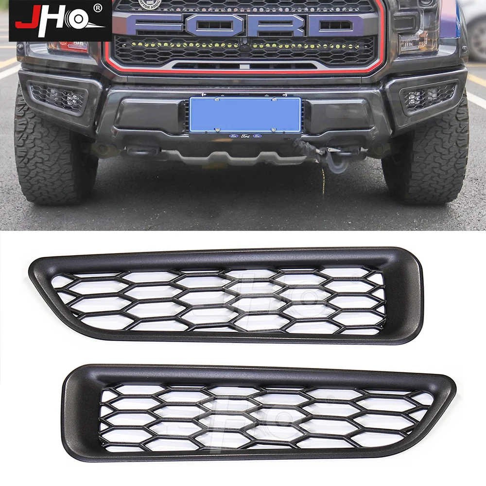 

JHO Black Front Bumper Fog Lamp Overlay Fog Light Cover Trim for Ford F150 Raptor 2017-2020 2019 2018 Gen 2 Car Accessories