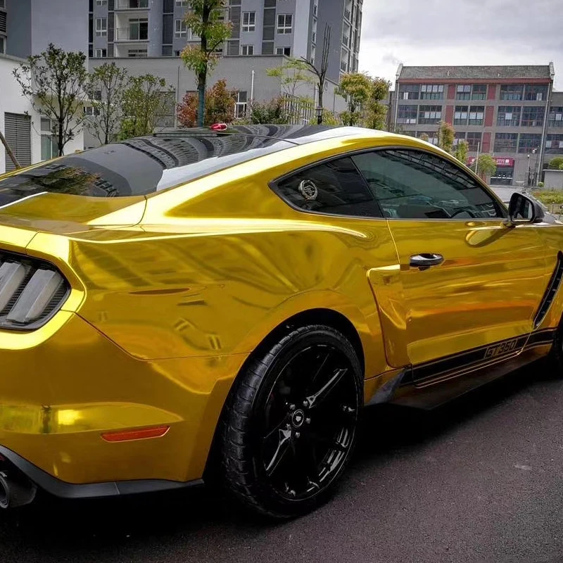 

Glossy Chrome Mirror Gold Vinyl Wrap Self Adhesive Car Sticker Wrapping Air Bubbles Free