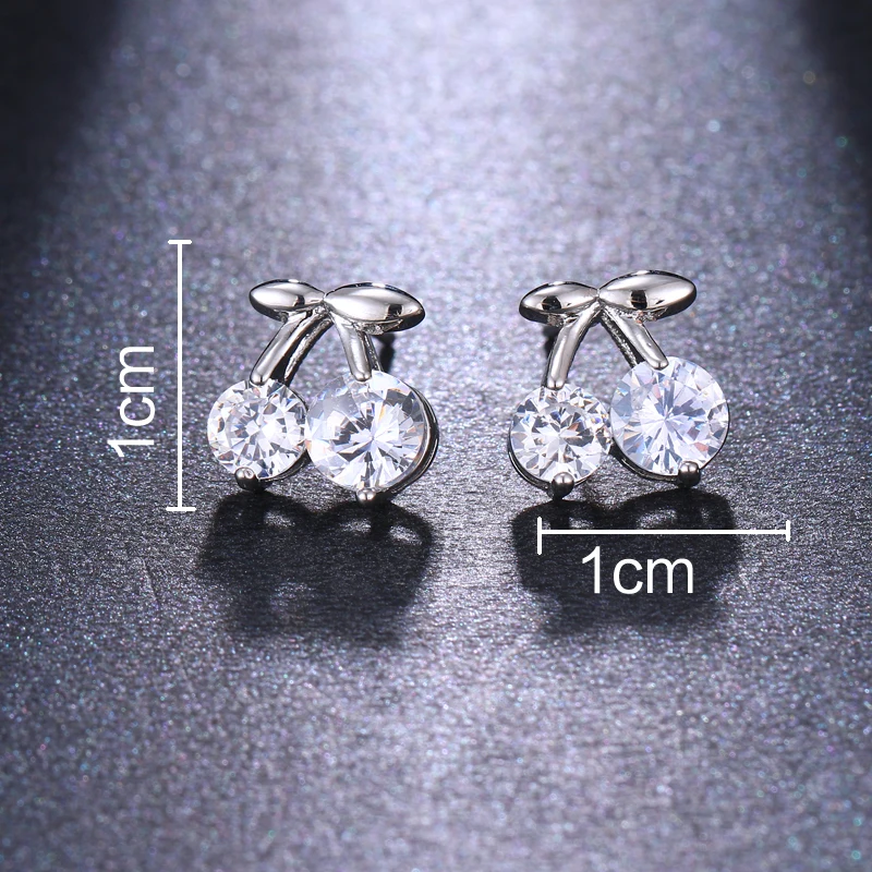 Emmaya Summer New Design Cute Cherry Shape Stud Earring With AAA Cubic Zircon For Girls Gorgeous Dess-up Banquet Fashion Trend