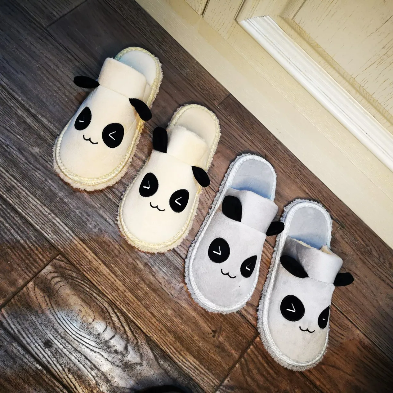 

Floor Slippers Mop For Wash Household panda Thickened Rriped Double-layer Removable Washable Chenille Lazy Floor Household