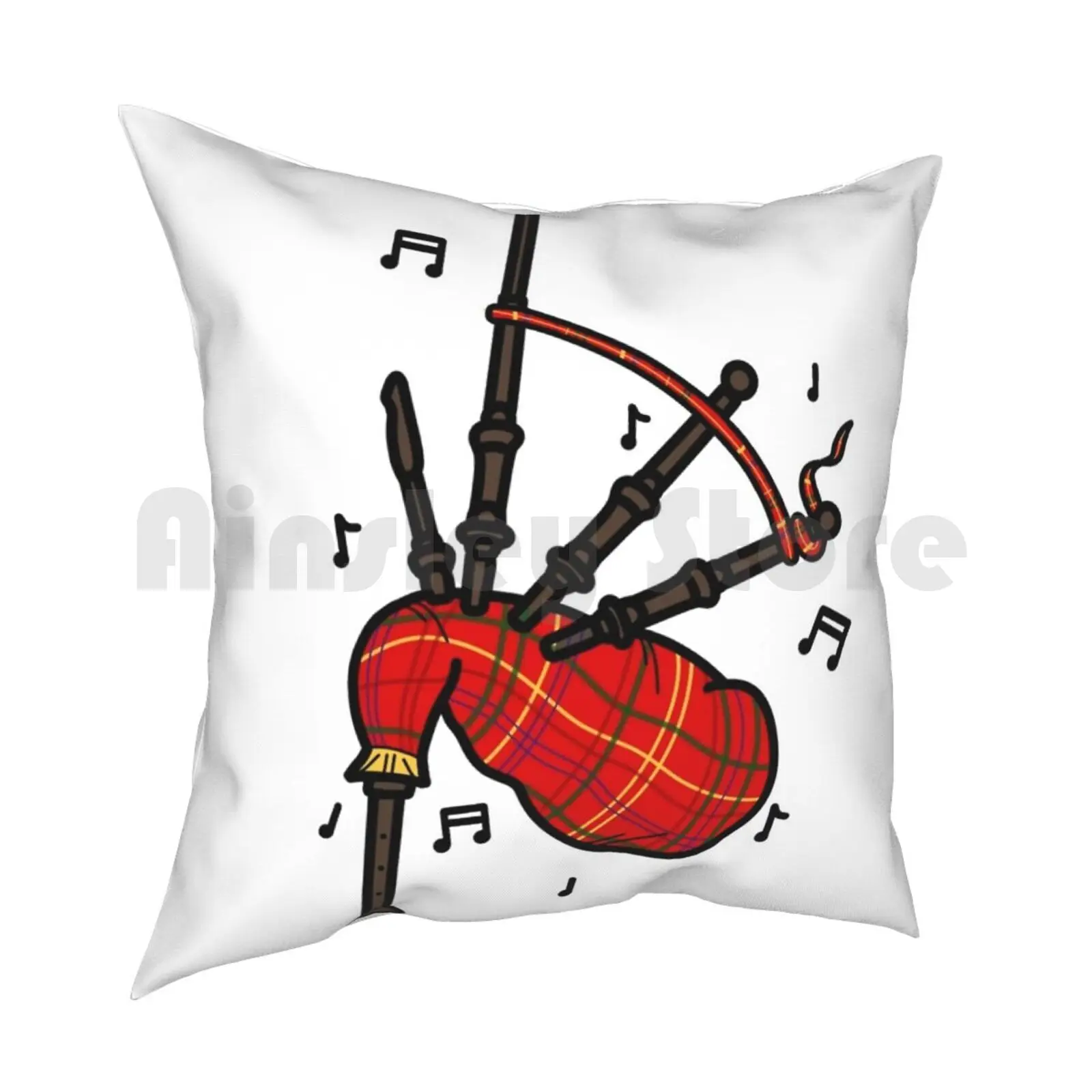 Bagpipes Pillow Case Printed Home Soft Throw Pillow Bagpipes Music Instrument Scottish Scotland Tartan