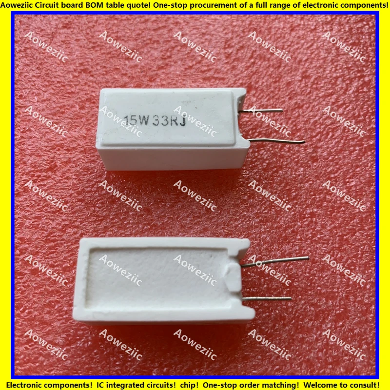 

10Pcs 15W33RJ 15W33ΩJ RX27-5 Vertical Cement Resistance 15W 33 ohm 33R 15W33R Ceramic Resistance precision 5% Power resistance