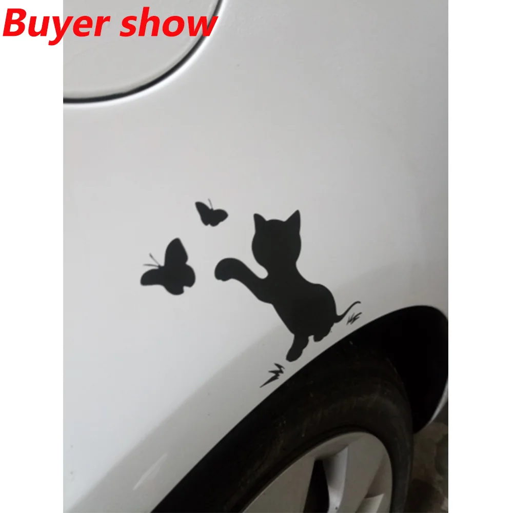 Cartoon Cat Car Sticker Butterfly Car-styling Funny Cat Car Stickers Decals Removable Decoration Cars Accessories