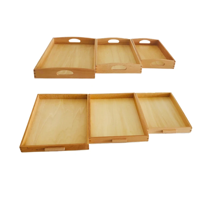 Montessori Wooden Tray Educational Materials for Preschool/ Kindergarden/ Children's Central Equipment for Storage/Organization