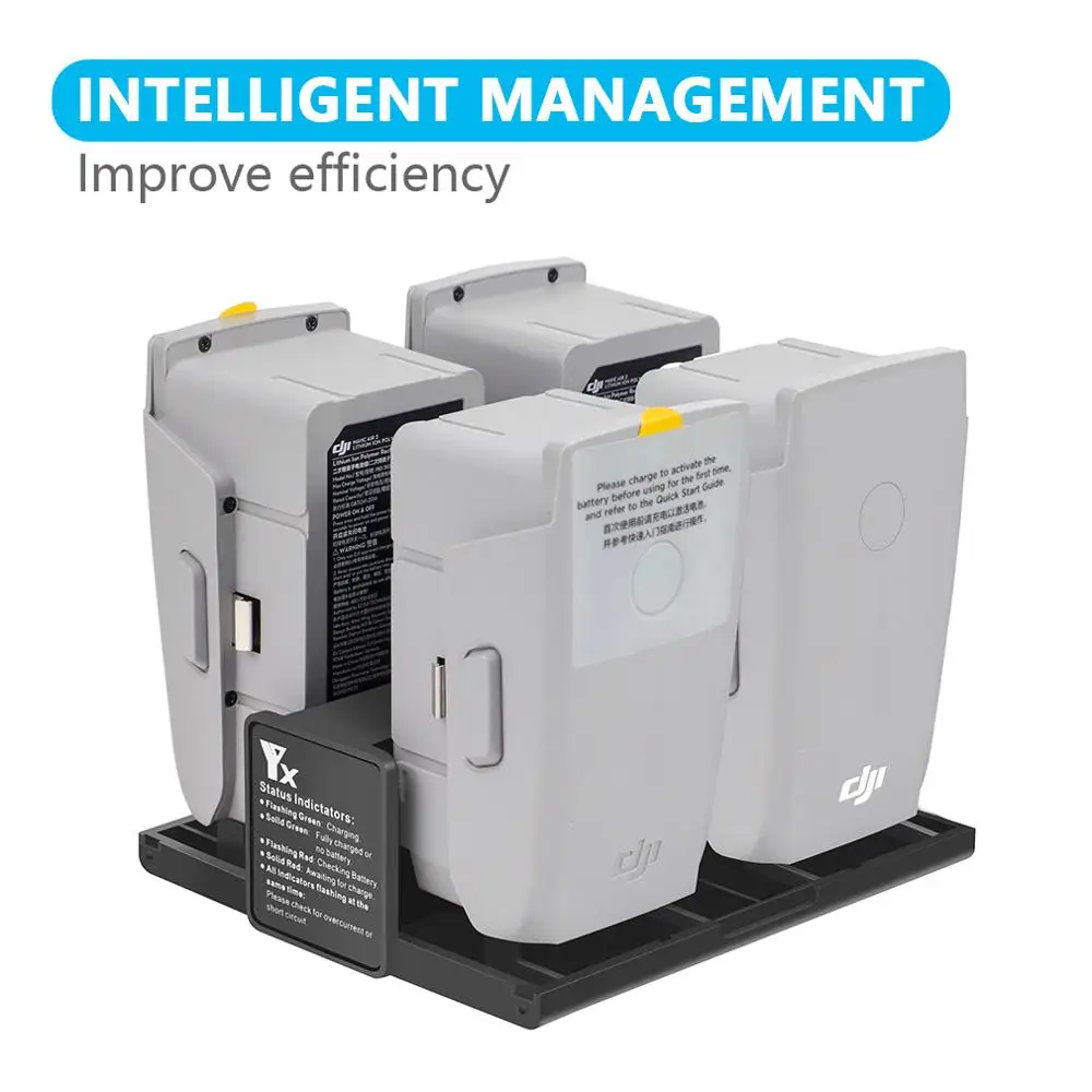 Yx 4 In 1แบบพกพา Mavic Air 2/2S ที่ชาร์จแบตเตอรี่ DJI Mavic Air 2/2S Converter แบตเตอรี่ชาร์จ Hub สมาร์ท LED หน้าจอ