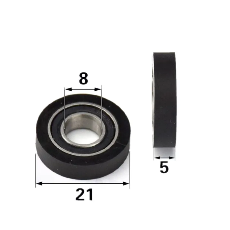 10pcs/50pcs 8*21*5mm Polyurethane PU 688 688-2RS Low Noise Roller Bearing Friction Pulley Soft Rubber 8x21x15mm