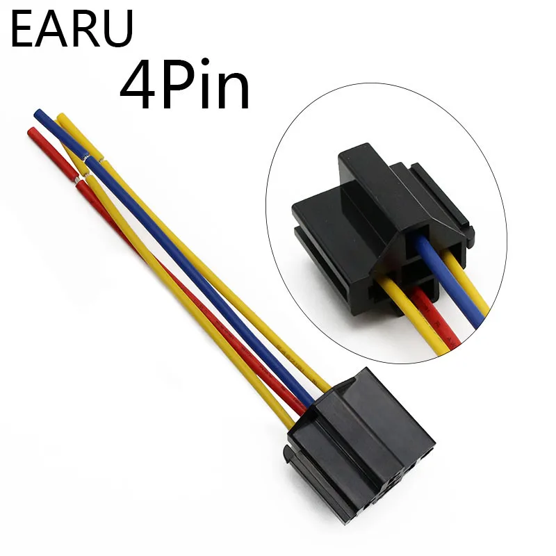 Waterproof Automotive Relay 12V 24V 4pin 5pin 4P 5P 40A Car Relay With Black Red Copper Terminal Auto Relay With Relay Socket