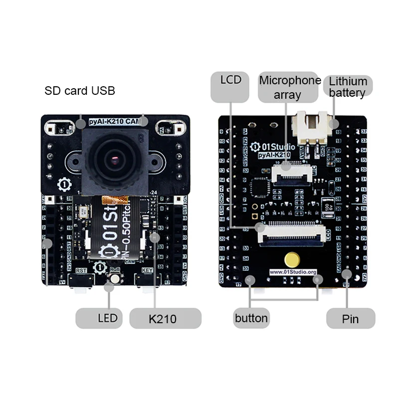 pyAI- K210 Demo Board Cam Camera Module AI Artificial Intelligence With Lithium Battery Charging Interface