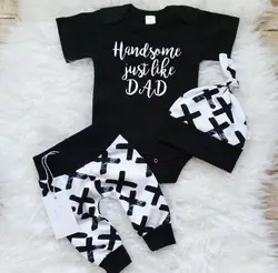 0-24 Maand Peuter Kids Baby Boy 3 Stuks Kleding Set Pasgeboren Baby Jongens Katoen Tops Romper Broek Leggings outfits Kleding