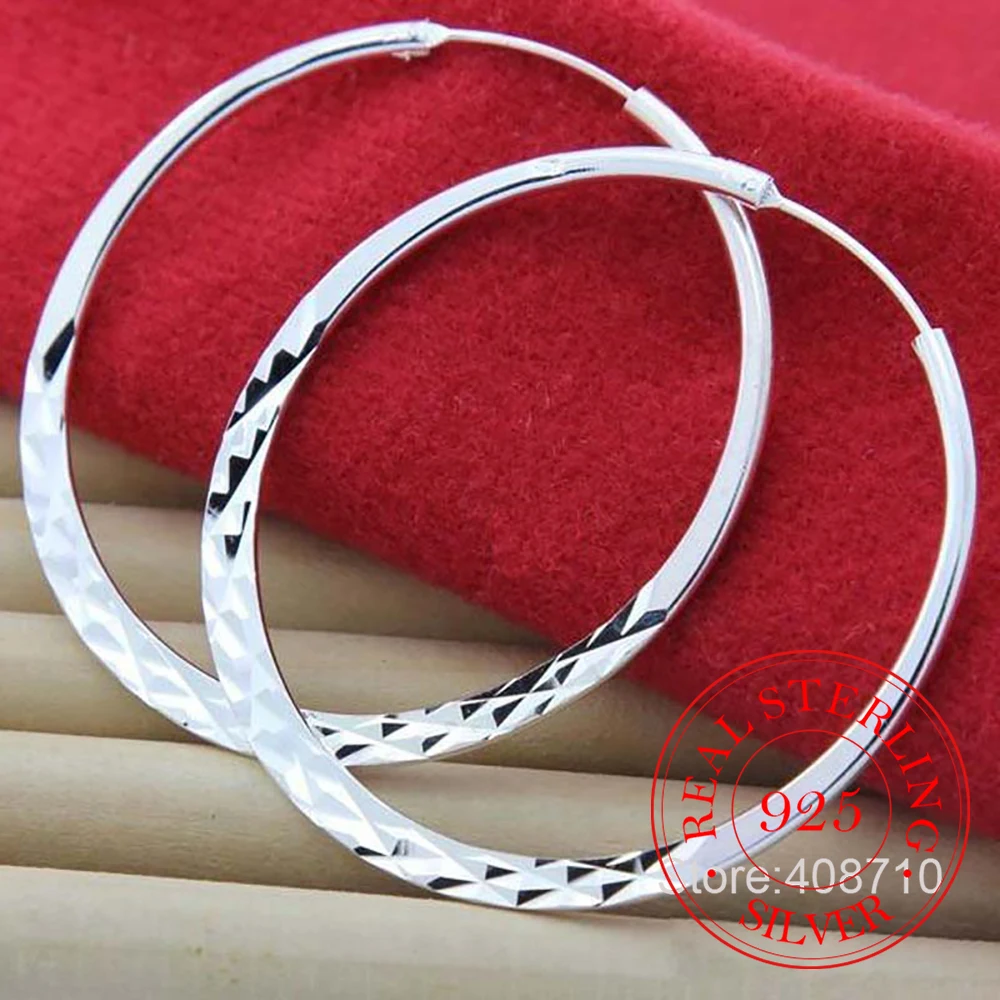 High Quality Hoop Earrings 925 Sterling Silver 5.0cm Circle Earrings Fashion Jewelry Wholesale Factory Direct Sales