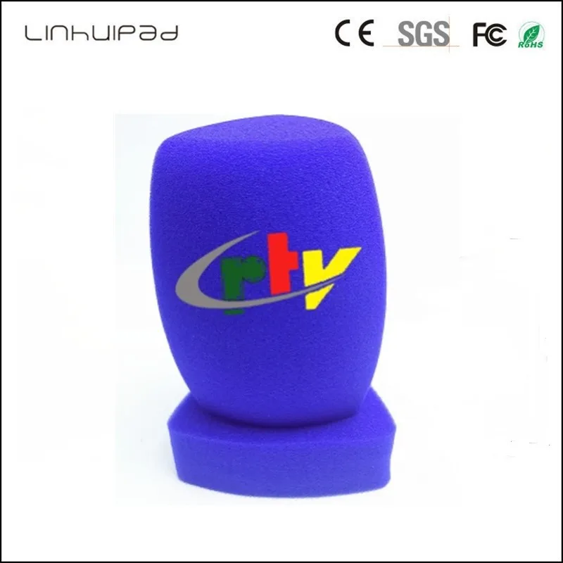 Linhuipad B03 للأغراض العامة ميكروفون الزجاج الأمامي يده هيئة التصنيع العسكري الزجاج الأمامي هيئة التصنيع العسكري رغوة يغطي شعار الطباعة للصحفي التلفزيون