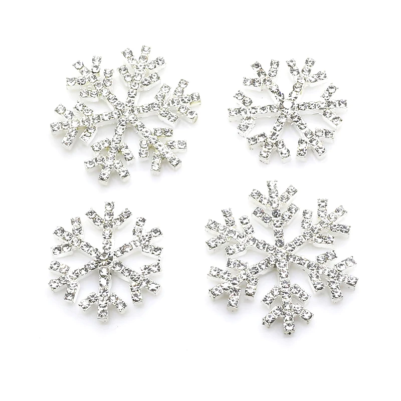 ZMASEY Snowflake Buttons 10Pcs/Lot Handwork Alloy Buttons Rhinestones Sewing Holiday Party Decoration Crystal Accessories