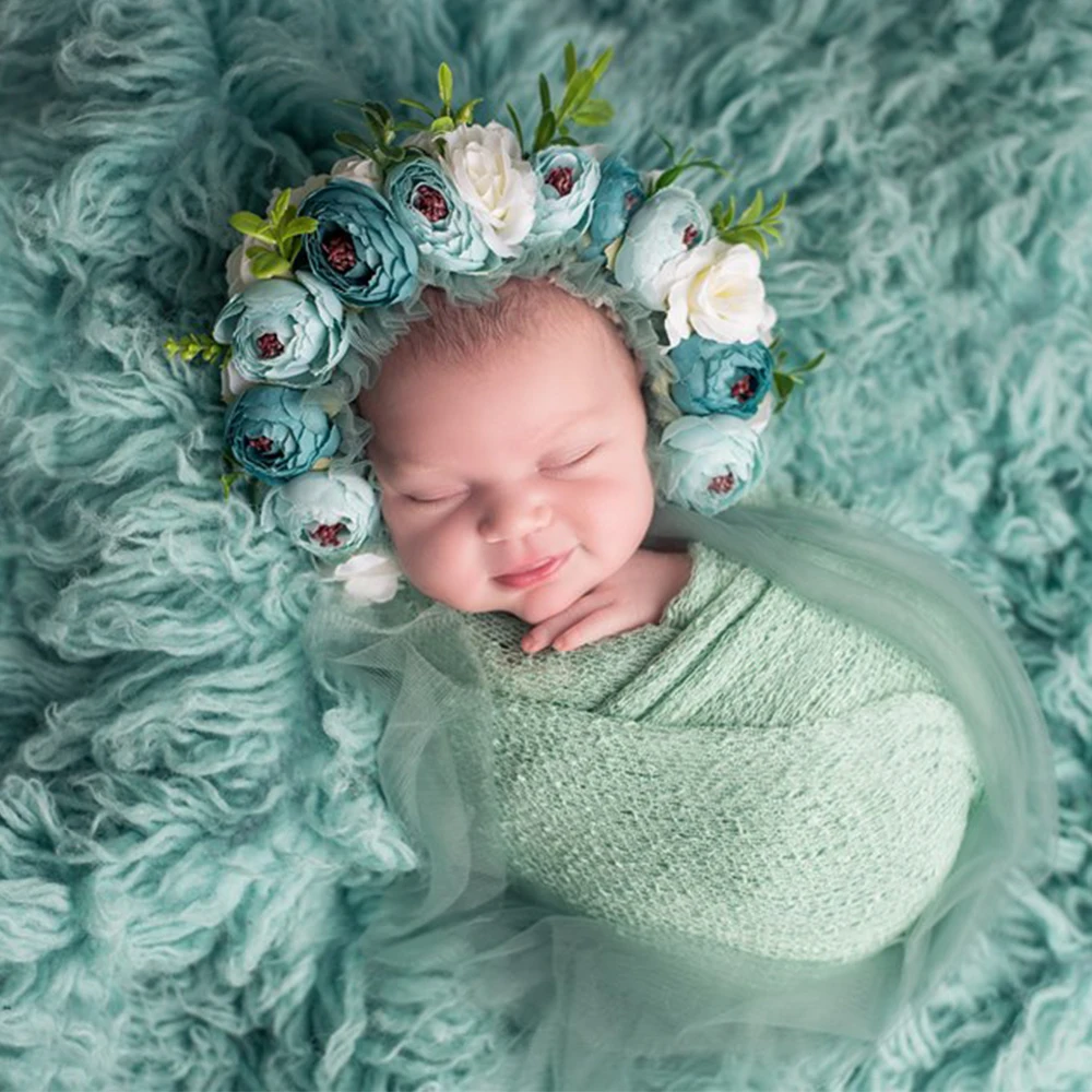 Handmade Floral Infant Bonnet Newborn Photography Vintage Flower Clusters Prop Newborn Baby Girl Hat Photography Accessories