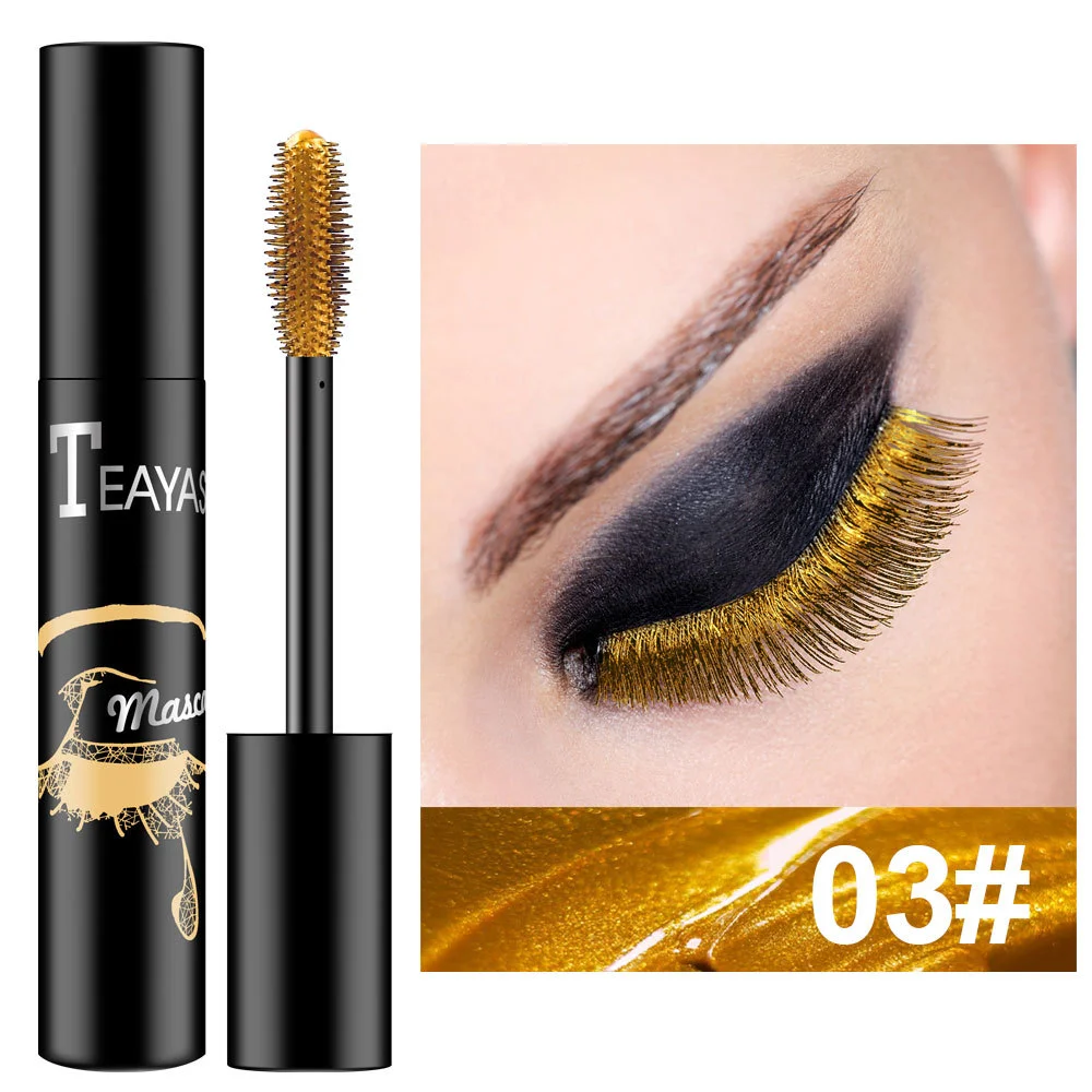 Brand Color Mascara Waterproof Eye Lash Makeup Cosmetics Black White Gold Blue Yellow Bronze Curling Lengthening Eyelash Mascara