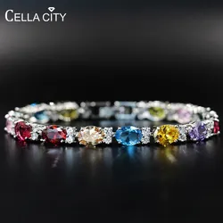 Cellacity Silver  Jewelry Gemstones Bracelet for Women Oval Zircon Trendy Female Fine JewelryValentine's Day gift Wholesale