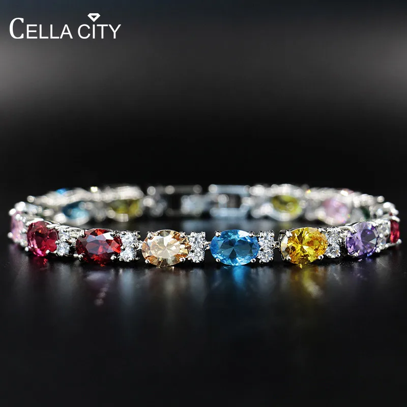 Cellacity Silver 925 Jewelry Gemstones Bracelet for Women Oval Zircon Trendy Female Fine JewelryValentine's Day gift Wholesale