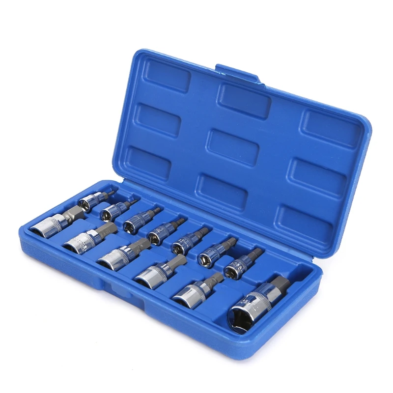 

2024 New 13Pcs/set Metric Allen Hex Ratchet Wrench 1/4" 3/8" 1/2" Drive Socket Tools