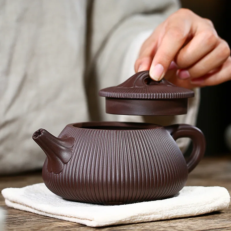 Large capacity 390ml Yixing classic tea pot purple clay Stone scoop teapot beauty kettle Raw ore Handmade Tea set Customized