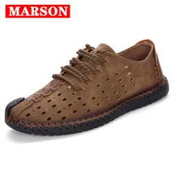 Mocassins italianos de couro genuíno masculino, sapatos de barco, mocassins leves e respiráveis, marca de luxo casual, plus size, verão