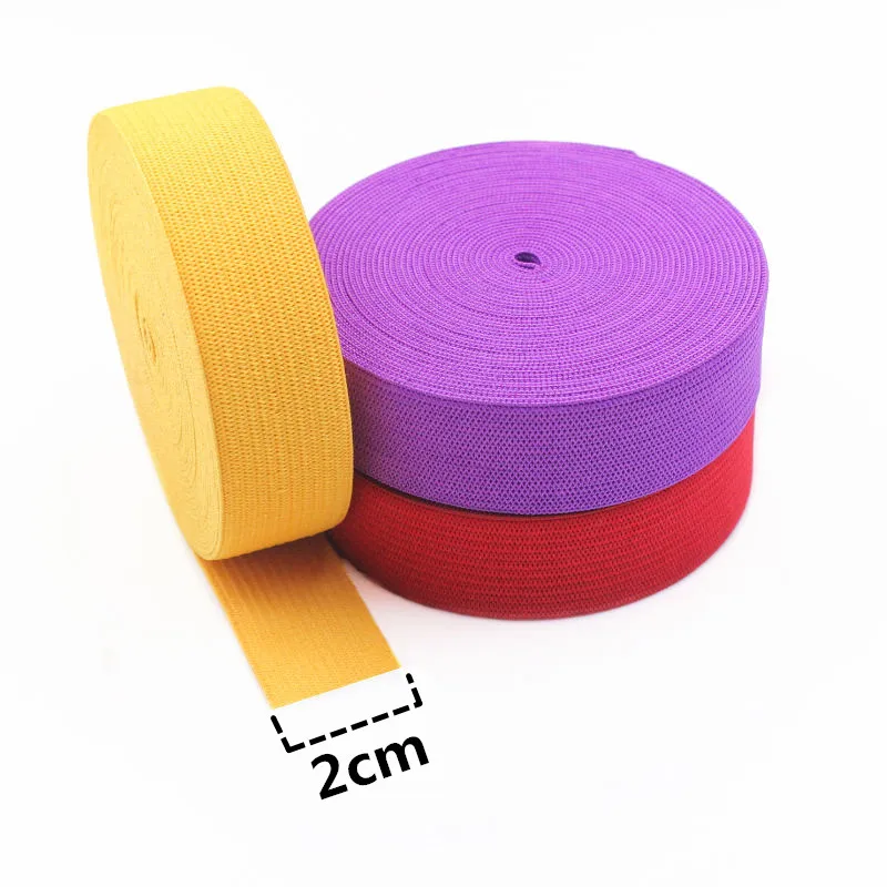 2-10Meter/Pack Width-2cm Elastic Band Color Crocheted Stretch Rope Accessories Polyester Flat DIY Clothing Bag Supplies Material