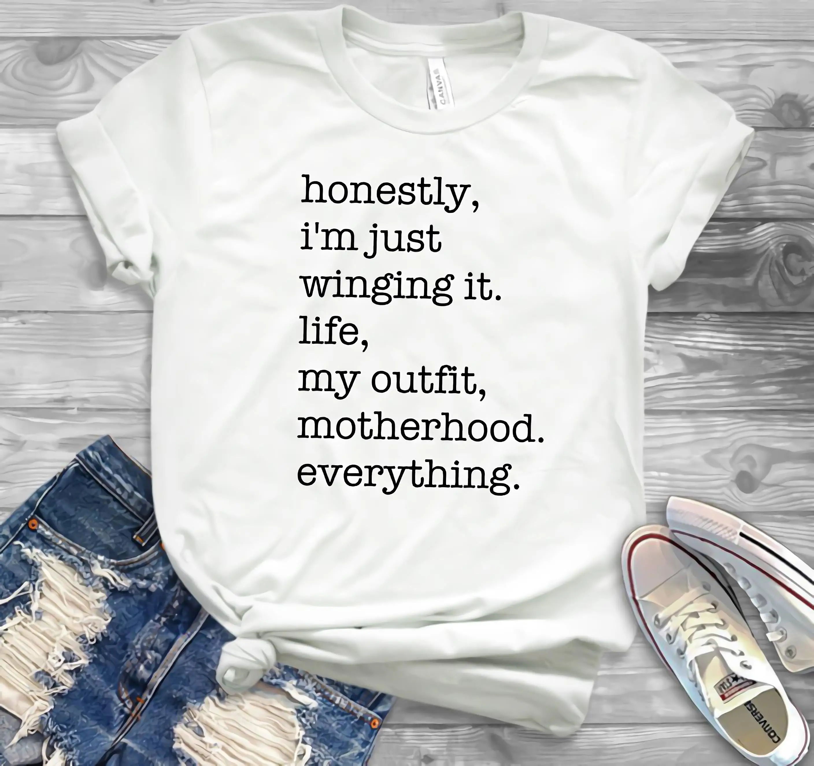 

Women Winging It T-Shirt Motherhood Shirts Funny Mom Life Shirt Cool Mom Shirt