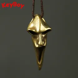 Brass Vintage Skull Wry Face Keychain Pendant for Necklace Copper Funny Face Keyring Hanging Jewelry Grimace Charm DIY Accessory