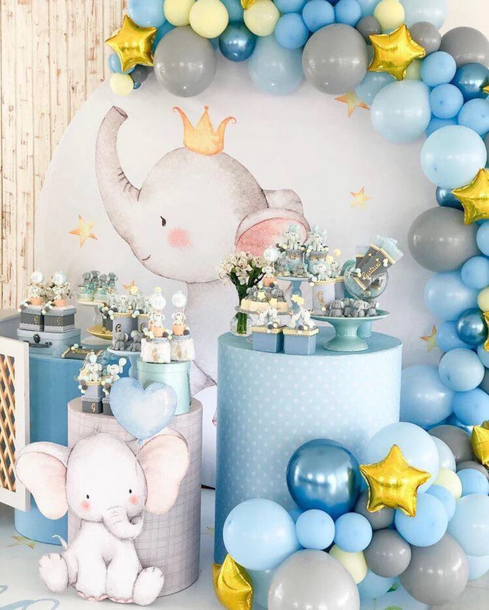 

Round Circle backdrop background Watercolor elephant birthday party decoration baby shower candy dessert table cover YY-99