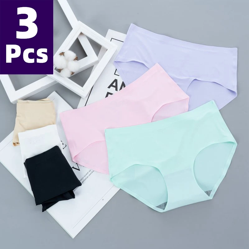 Women Panties Sexy Female Underpants Seamless Ice Silk Panties Invisible Pantys Solid Color Comfort Intimate Lingerie Panties