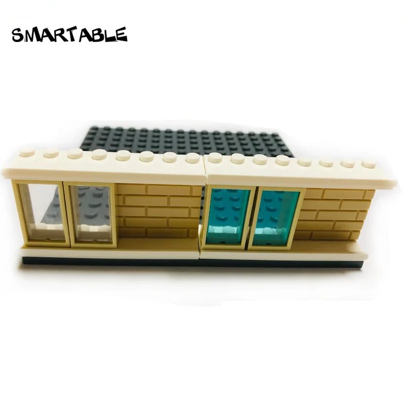 Smartable Sliding Door Set With Rail Glass Window Building Blocks Brick MOC Parts Toys For Creative House Store Villa 4sets /Lot