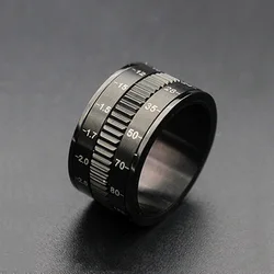 High Quality 8mm Male Punk Vintage Black Rotatable Roman Numerals Stainless Steel Jewelry Wedding Ring for Man Woman