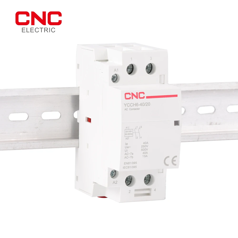 CNC YCCH6 2P Din rail Household ac contattore modulare 25A 40A 220V/230V 50/60HZ 2NO 2NC o 1NO 1NC