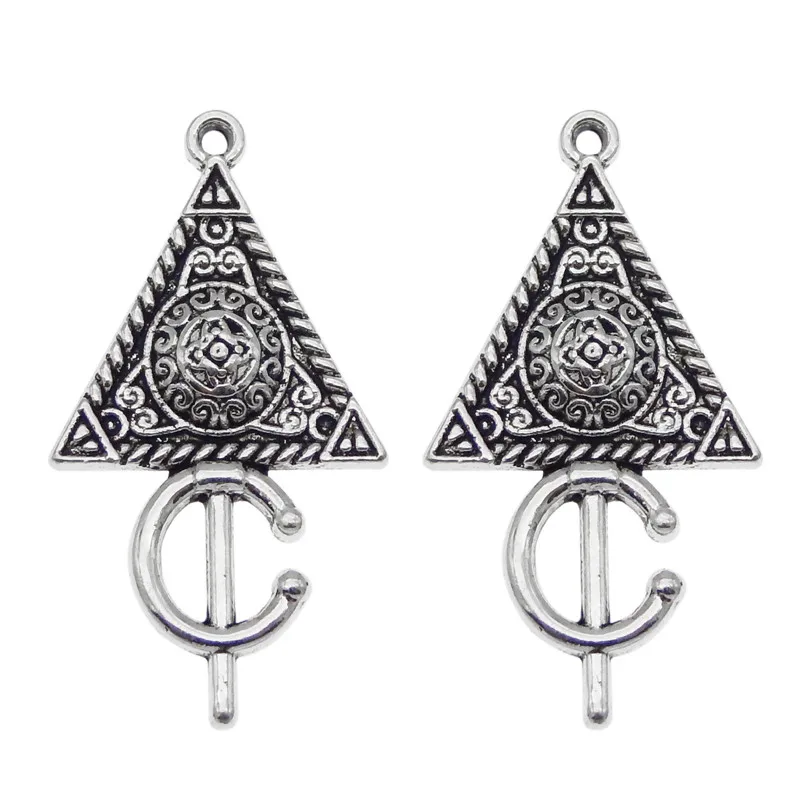 20pcs/lot Alloy Charms Retro Neklace Pendant Geomitric Triangle Bracelet Religious Jewelry Finding Gifts Crafts Earrings DIY