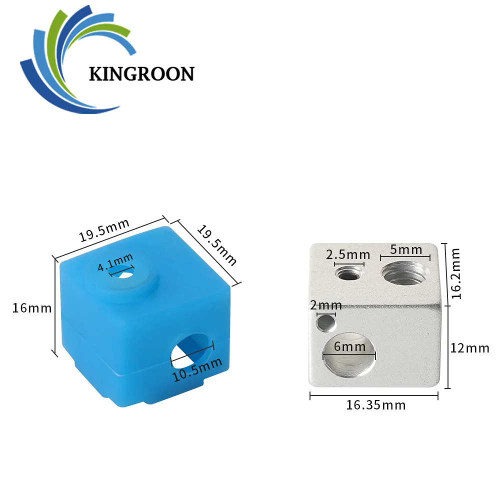 KINGROON E3D V5 J-head Heating Block Extruder Aluminum HotEnd V5 Heated Block silicon case cover 3D Printer Parts 16*16*12mm