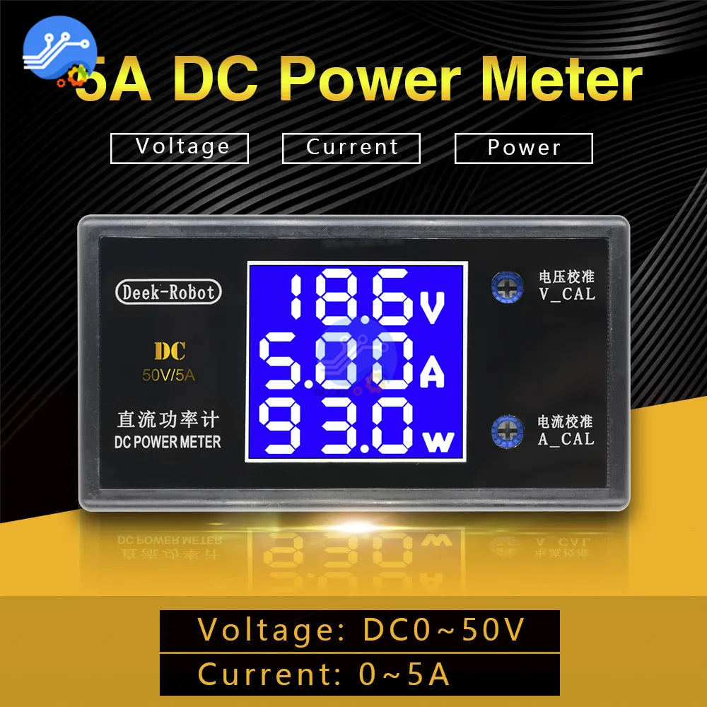 Multifunction LCD Digital DC Power Meter Voltmeter Ammeter Wattmeter Current Power Voltage meter Measurement 0-50V 0-5A 0-250W