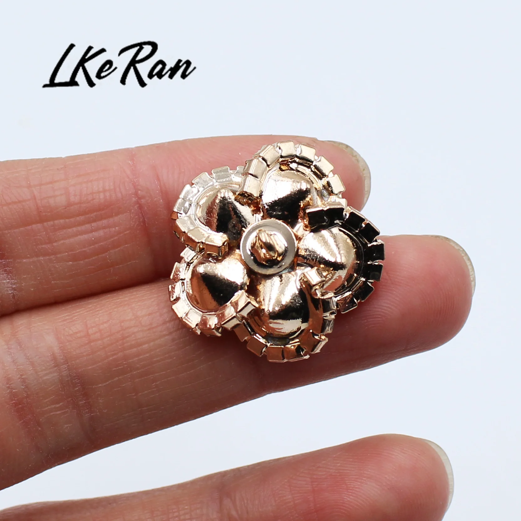 Fashion 5Pcs/lot 24MM Gold Flower Crystal Rhinestone Buttons  Wedding Crafts Decorative Metal Accessories For DIY Clothington